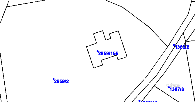 Parcela st. 2959/156 v KÚ Bludov, Katastrální mapa