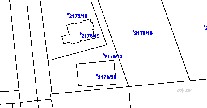 Parcela st. 2176/13 v KÚ Bludov, Katastrální mapa