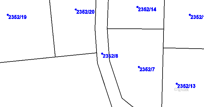 Parcela st. 2352/8 v KÚ Bludov, Katastrální mapa