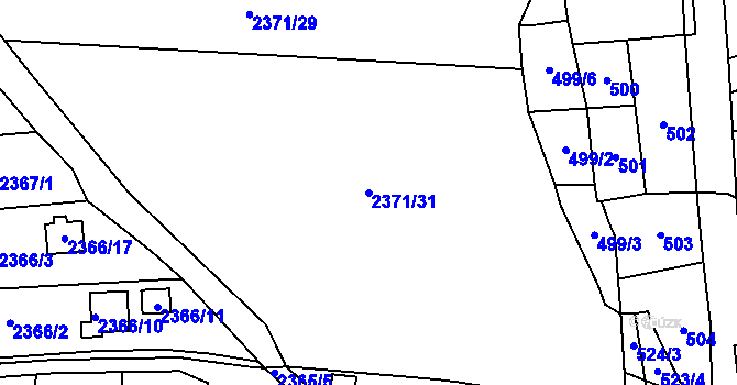 Parcela st. 2371/31 v KÚ Bludov, Katastrální mapa