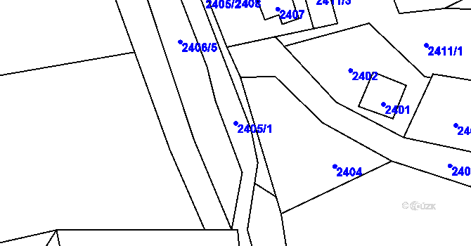 Parcela st. 2405/1 v KÚ Bludov, Katastrální mapa