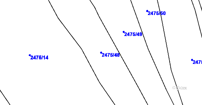 Parcela st. 2475/48 v KÚ Bludov, Katastrální mapa