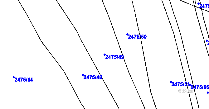 Parcela st. 2475/49 v KÚ Bludov, Katastrální mapa