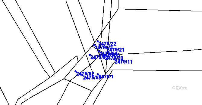 Parcela st. 2475/65 v KÚ Bludov, Katastrální mapa