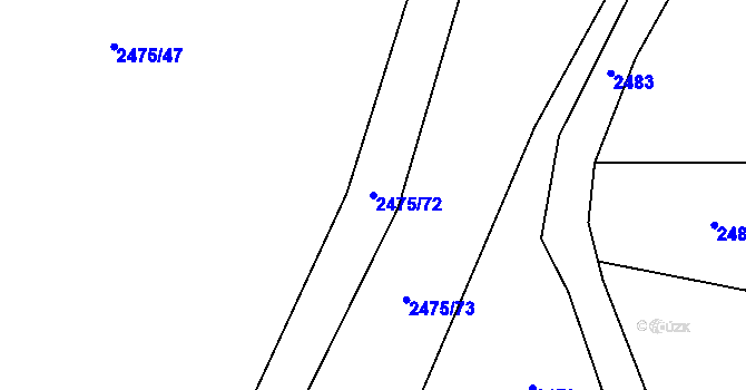 Parcela st. 2475/72 v KÚ Bludov, Katastrální mapa