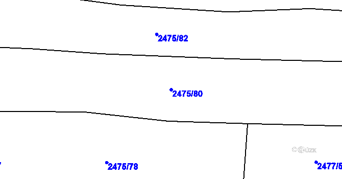 Parcela st. 2475/80 v KÚ Bludov, Katastrální mapa