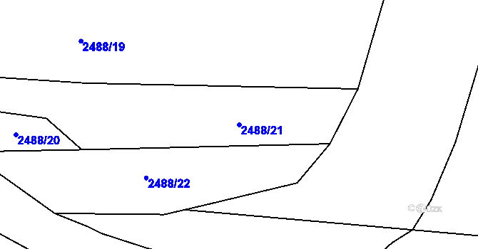 Parcela st. 2488/21 v KÚ Bludov, Katastrální mapa