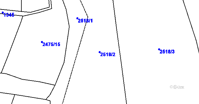 Parcela st. 2518/2 v KÚ Bludov, Katastrální mapa