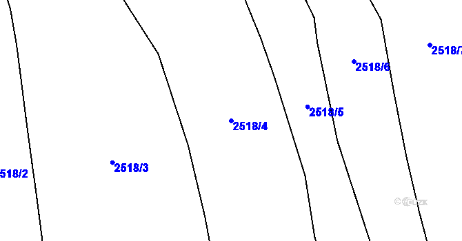 Parcela st. 2518/4 v KÚ Bludov, Katastrální mapa