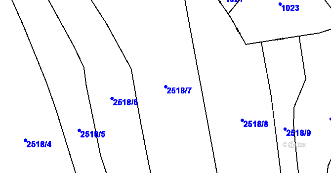 Parcela st. 2518/7 v KÚ Bludov, Katastrální mapa