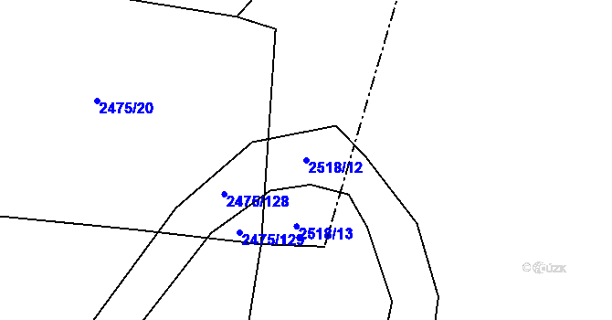 Parcela st. 2518/12 v KÚ Bludov, Katastrální mapa