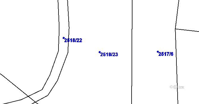Parcela st. 2518/23 v KÚ Bludov, Katastrální mapa