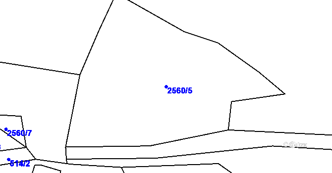 Parcela st. 2560/5 v KÚ Bludov, Katastrální mapa
