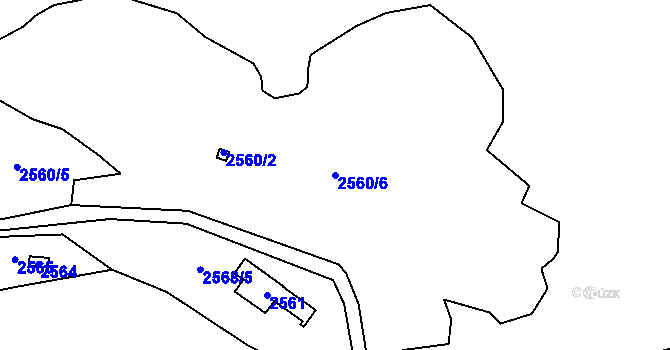 Parcela st. 2560/6 v KÚ Bludov, Katastrální mapa