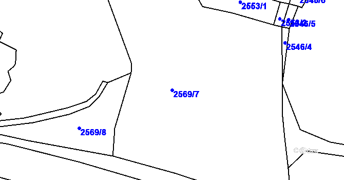 Parcela st. 2569/7 v KÚ Bludov, Katastrální mapa