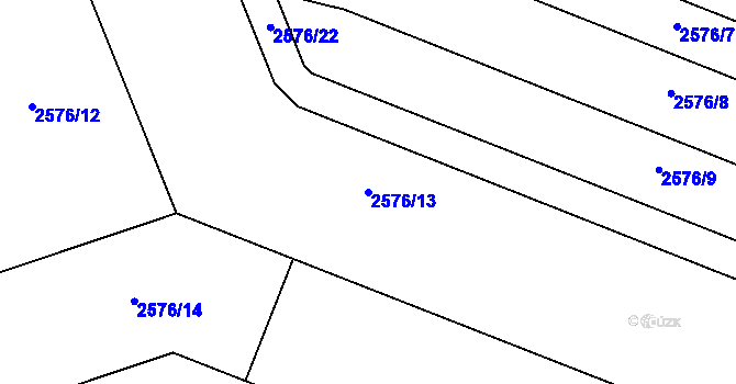 Parcela st. 2576/13 v KÚ Bludov, Katastrální mapa