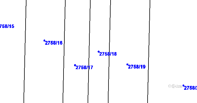 Parcela st. 2758/18 v KÚ Bludov, Katastrální mapa