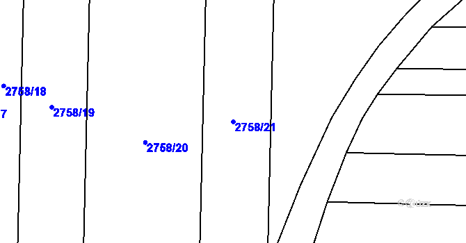 Parcela st. 2758/21 v KÚ Bludov, Katastrální mapa