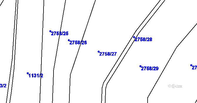 Parcela st. 2758/27 v KÚ Bludov, Katastrální mapa