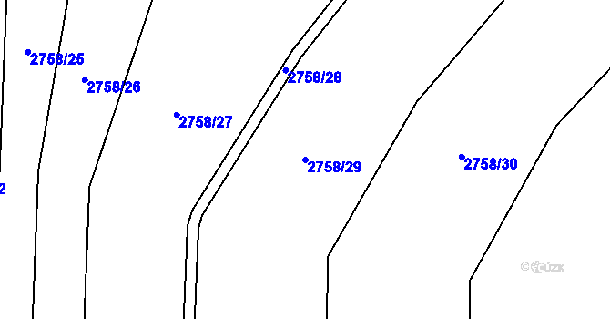 Parcela st. 2758/29 v KÚ Bludov, Katastrální mapa