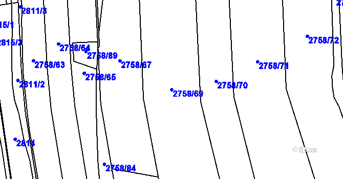 Parcela st. 2758/69 v KÚ Bludov, Katastrální mapa