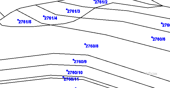 Parcela st. 2760/8 v KÚ Bludov, Katastrální mapa