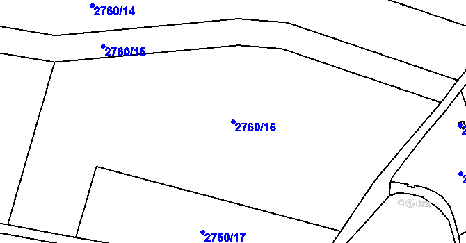Parcela st. 2760/16 v KÚ Bludov, Katastrální mapa