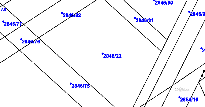 Parcela st. 2846/22 v KÚ Bludov, Katastrální mapa