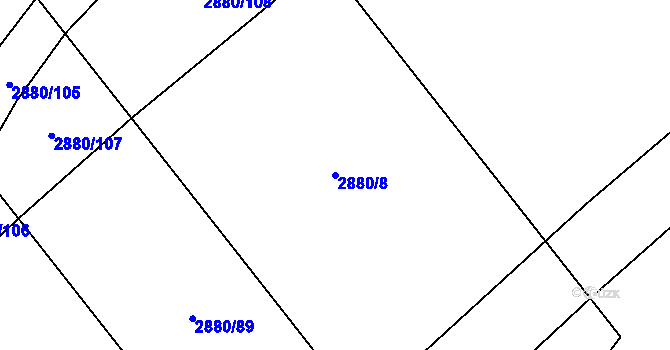 Parcela st. 2880/8 v KÚ Bludov, Katastrální mapa
