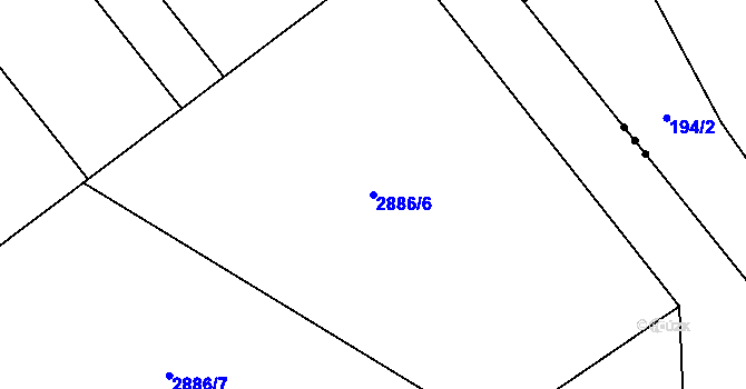 Parcela st. 2886/6 v KÚ Bludov, Katastrální mapa