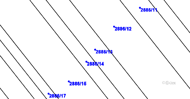 Parcela st. 2886/13 v KÚ Bludov, Katastrální mapa