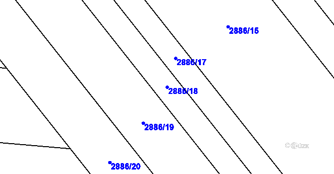 Parcela st. 2886/18 v KÚ Bludov, Katastrální mapa