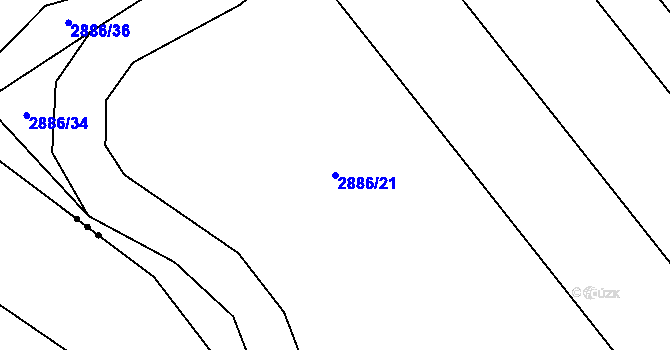 Parcela st. 2886/21 v KÚ Bludov, Katastrální mapa
