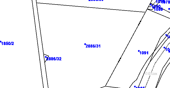 Parcela st. 2886/31 v KÚ Bludov, Katastrální mapa