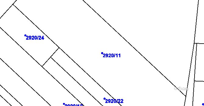 Parcela st. 2920/11 v KÚ Bludov, Katastrální mapa