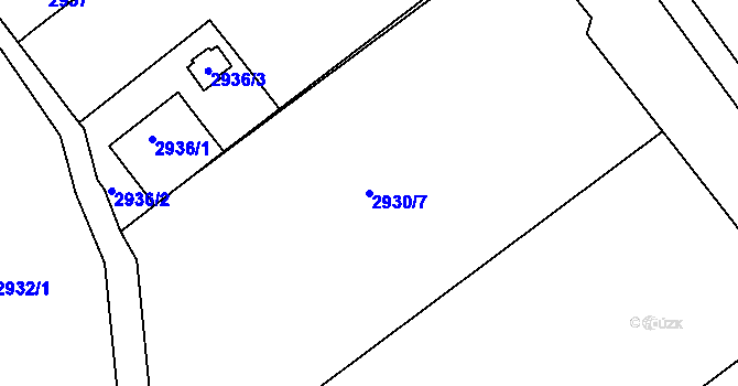 Parcela st. 2930/7 v KÚ Bludov, Katastrální mapa