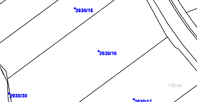 Parcela st. 2930/16 v KÚ Bludov, Katastrální mapa