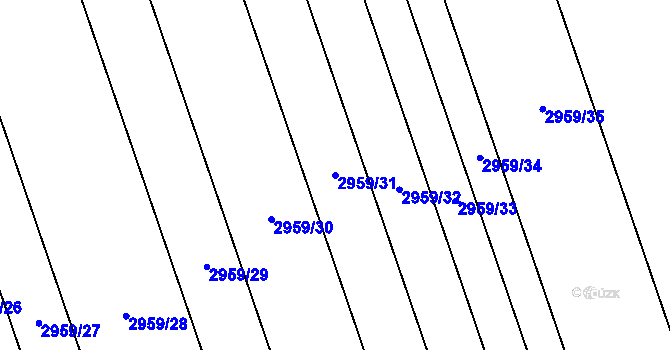 Parcela st. 2959/31 v KÚ Bludov, Katastrální mapa