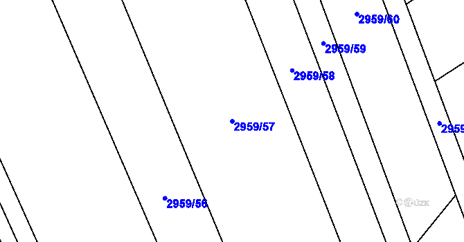 Parcela st. 2959/57 v KÚ Bludov, Katastrální mapa
