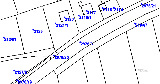 Parcela st. 2978/8 v KÚ Bludov, Katastrální mapa
