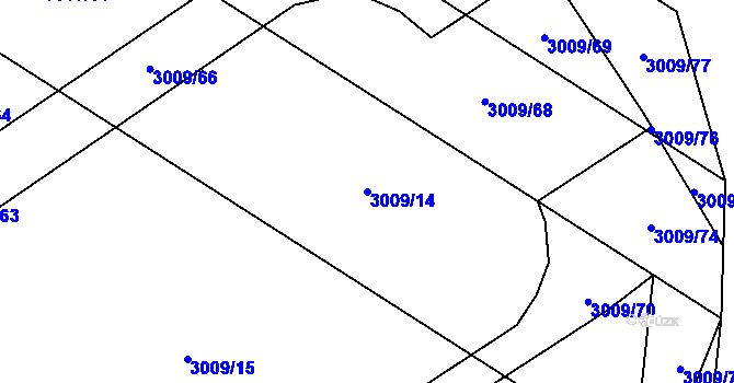 Parcela st. 3009/14 v KÚ Bludov, Katastrální mapa