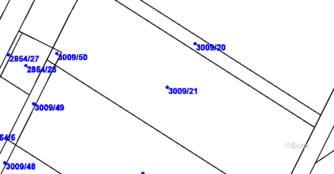 Parcela st. 3009/21 v KÚ Bludov, Katastrální mapa