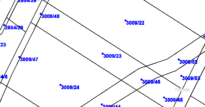 Parcela st. 3009/23 v KÚ Bludov, Katastrální mapa