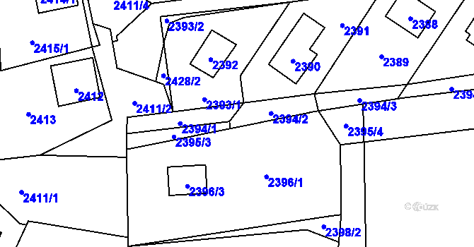 Parcela st. 2395/5 v KÚ Bludov, Katastrální mapa