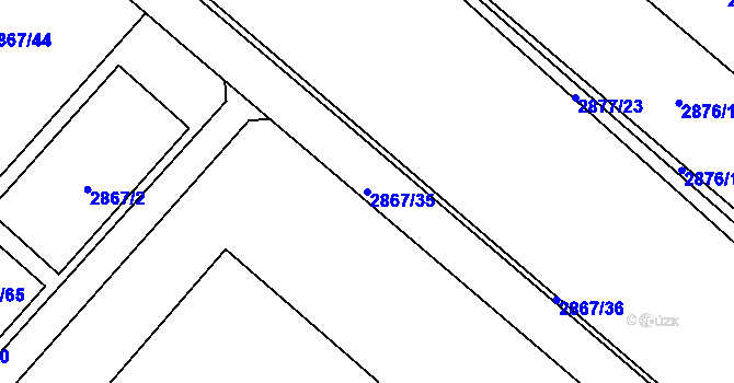 Parcela st. 2867/35 v KÚ Bludov, Katastrální mapa