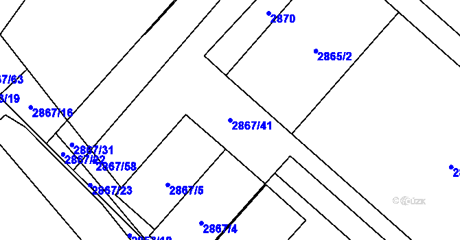 Parcela st. 2867/41 v KÚ Bludov, Katastrální mapa