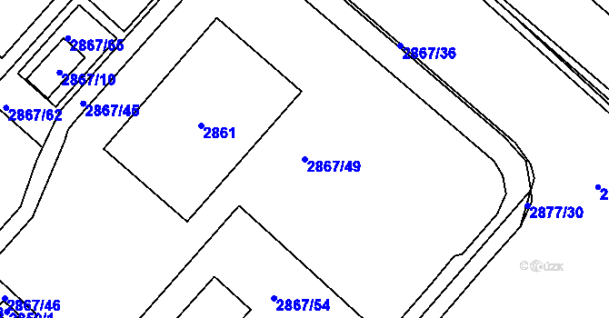 Parcela st. 2867/49 v KÚ Bludov, Katastrální mapa