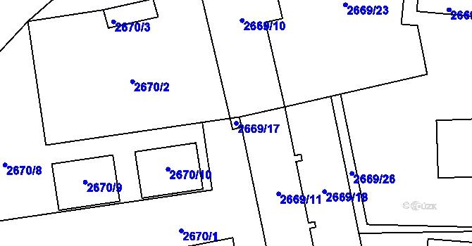 Parcela st. 2669/17 v KÚ Bludov, Katastrální mapa