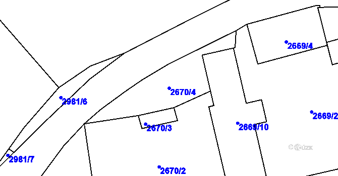 Parcela st. 2670/4 v KÚ Bludov, Katastrální mapa