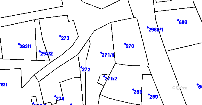 Parcela st. 271/1 v KÚ Bludov, Katastrální mapa